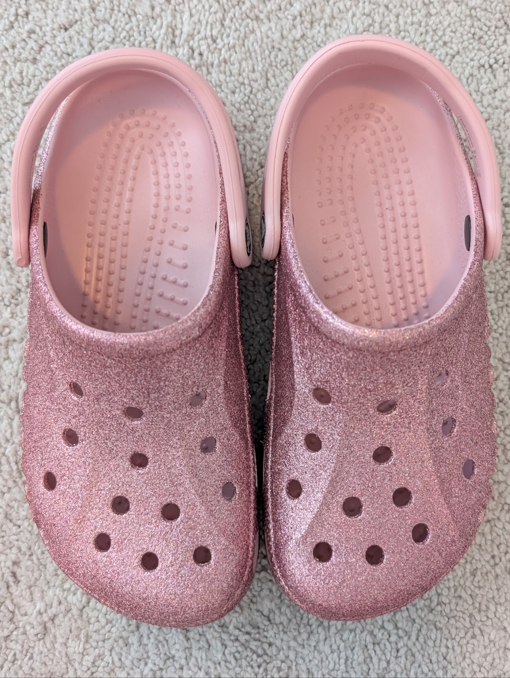 Crocs Baya Pink Glitter Clogs US Women's 7 or Men's 5 Sparkle Barbie Classic - Picture 7 of 13